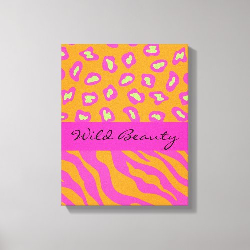 Orange  Fuchsia Pink Zebra  Cheetah Customized Canvas Print