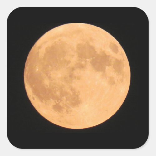 Orange full halloween moon  square sticker