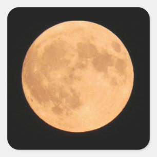 Orange full halloween moon square sticker