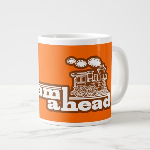 Orange full steam ahead train jumbo speciality mug