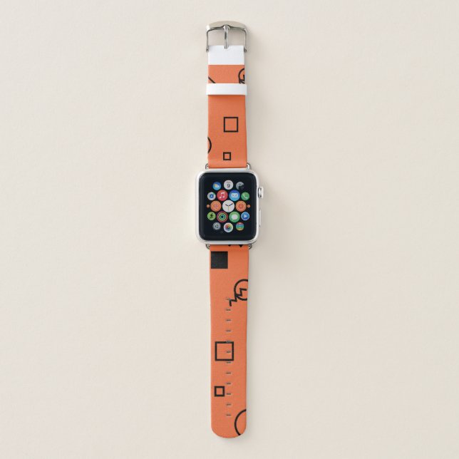 Orange, fun, trendy, geometric Memphis graphic Apple Watch Band (Front)