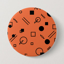 Orange, fun, trendy, geometric Memphis graphic Button