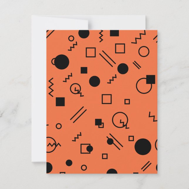 Orange, fun, trendy, geometric Memphis graphic Note Card (Front)