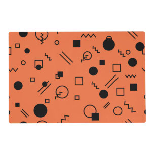 Orange, fun, trendy, geometric Memphis graphic Placemat