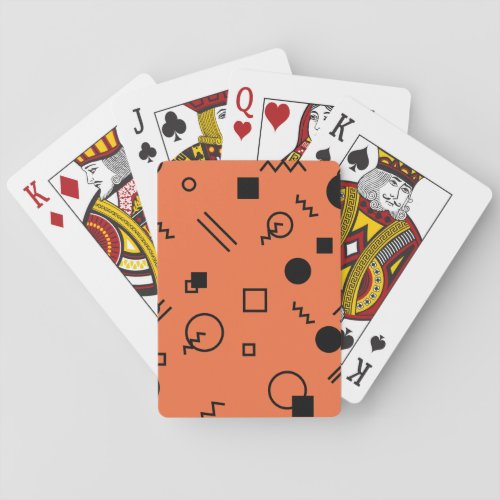 Orange fun trendy geometric Memphis graphic Poker Cards