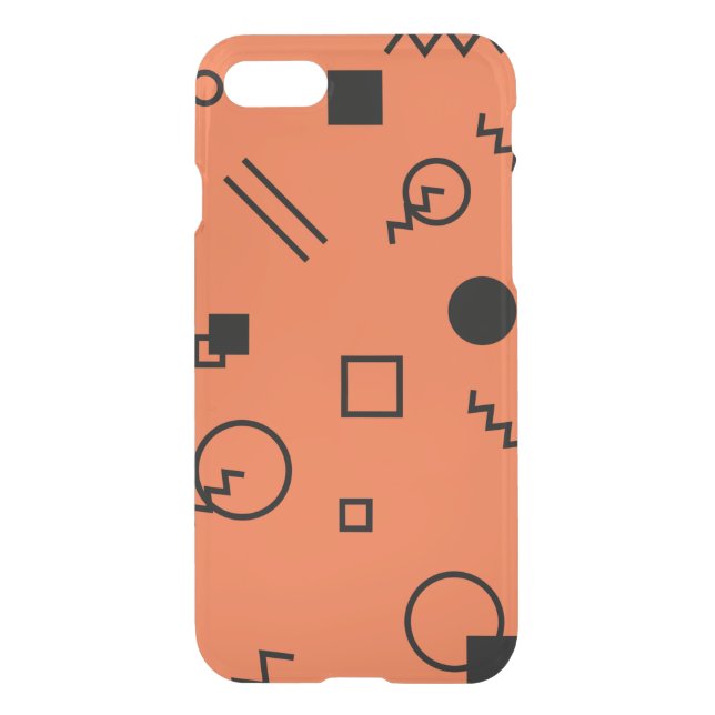 Orange, fun, trendy, geometric Memphis graphic Uncommon iPhone Case (Back)