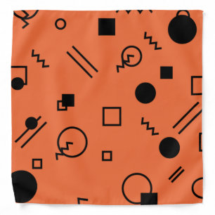 Orange, Fun, Trendy, Geomettric Memphis graphic Bandana