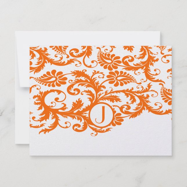 Orange Funky Damask Response Cards (Front)