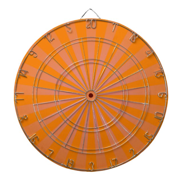 Orange Funky Sun Rays Retro Stripes Dart Board (Front)