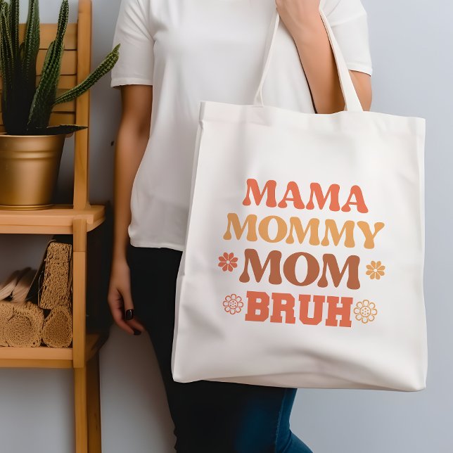 Orange Funny Mama Mommy Mom Bruh Quote Tote Bag (Creator Uploaded)