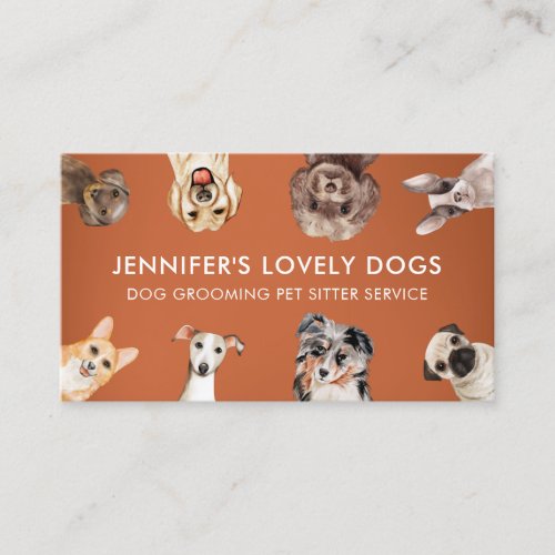 Orange Funny Small Size Dogs Pet Sitter Business Card