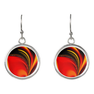 Orange Fury Fractal Earrings