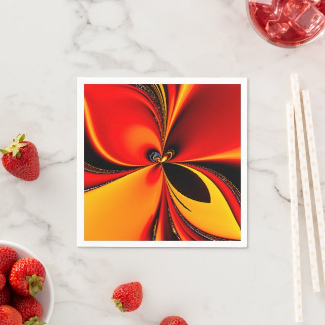 Orange Fury Fractal  Napkins (Insitu)