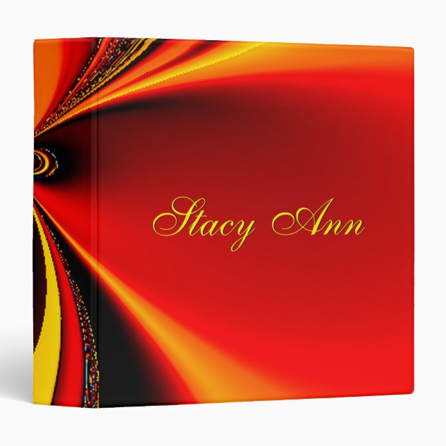 Orange Fury Fractal Personalized 3 Ring Binder (Front/Spine)