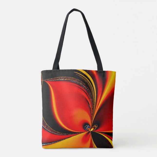Orange Fury Fractal Tote Bag (Back)