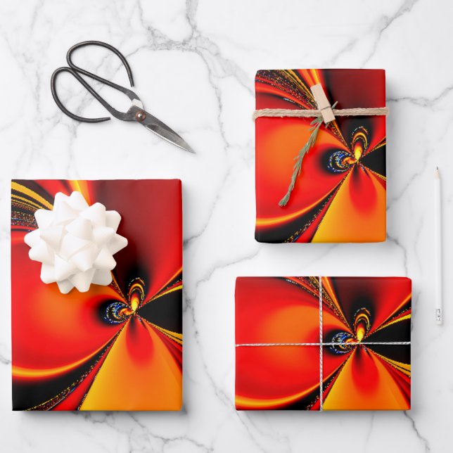 Orange Fury Fractal  Wrapping Paper Sheets (Front)