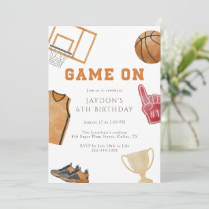 Orange Game On Basketball Birthday Jersey Invitation