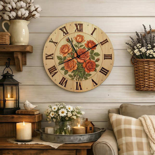 Orange Garden Flowers Wall Clock (Creator Uploaded)