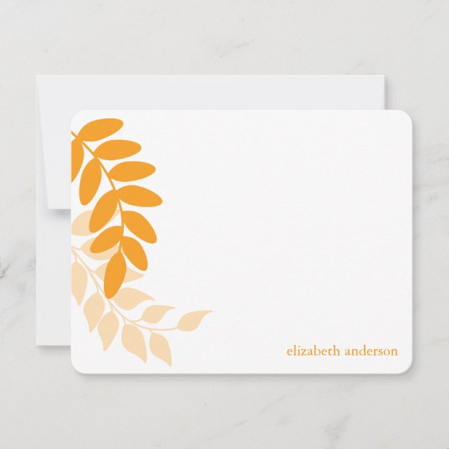 Orange Garden Leaves Note Card (Front)