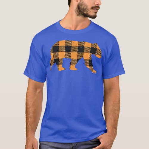Orange Gay Bear Buffalo Check Plaid Bear BearlyBra T_Shirt