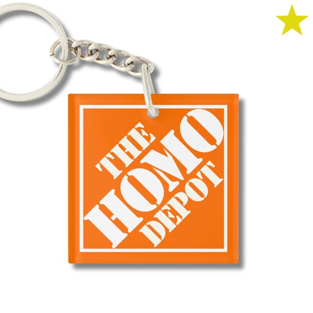 Orange Gay Homo Depot Stencil LGBTQ Funny Phrase Keychain (Creator Uploaded)