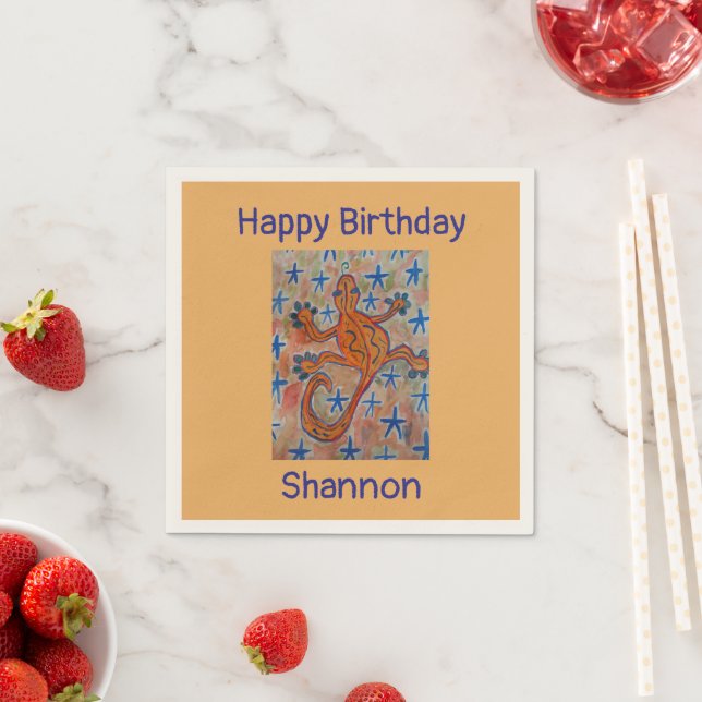 Orange Gecko Birthday  Napkins (Insitu)