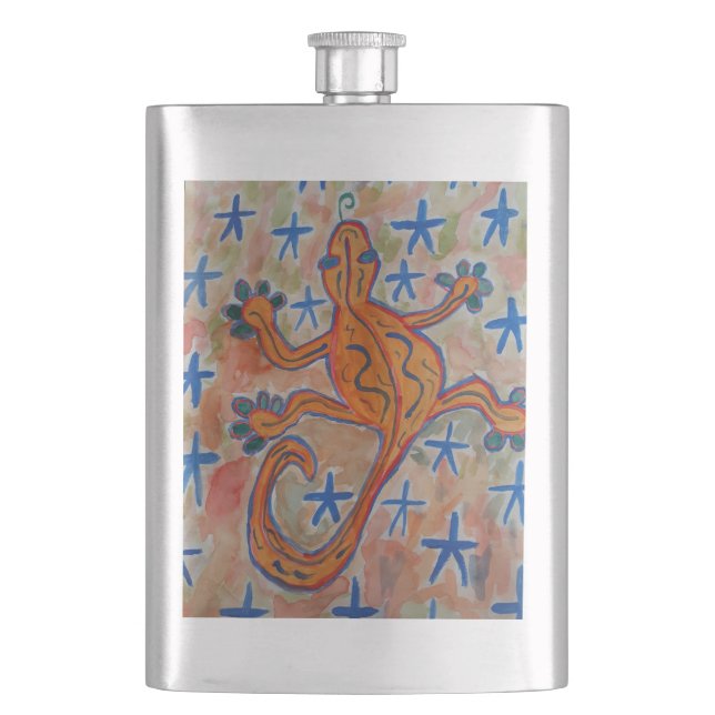 Orange Gecko Flask (Front)