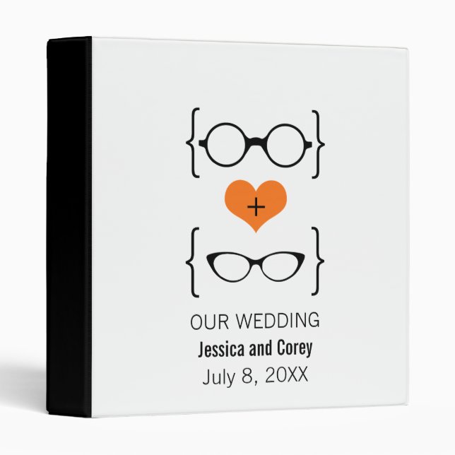 Orange Geeky Glasses Wedding Binder (Front/Spine)
