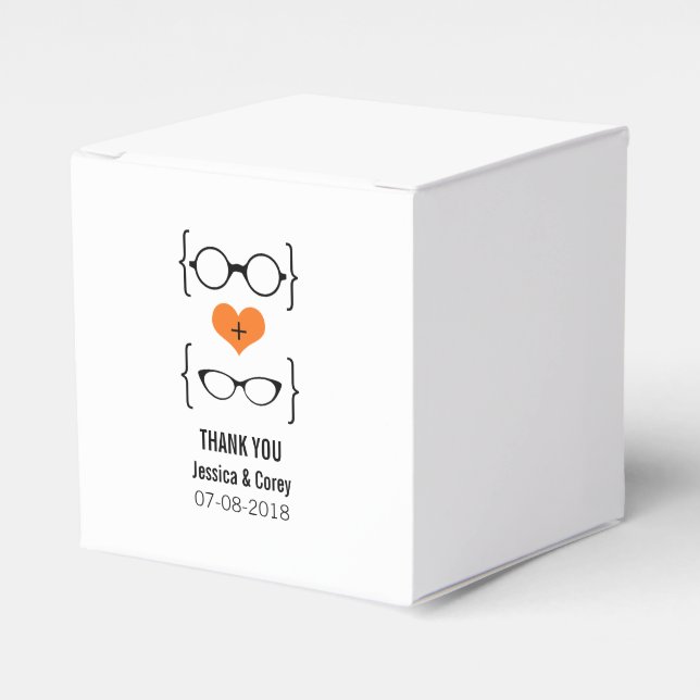 Orange Geeky Glasses Wedding Favor Boxes (Front Side)