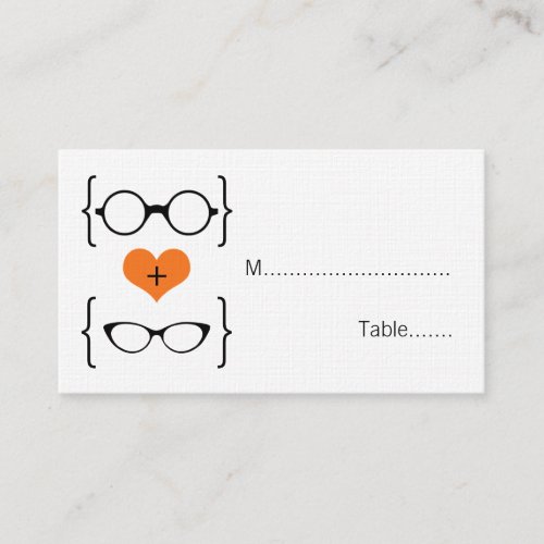 Orange Geeky Glasses Wedding Place Cards