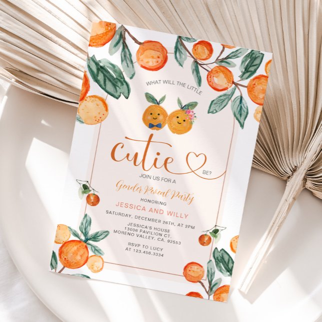 Orange Gender Reveal What will the little cutie be Invitation (Creator Uploaded)