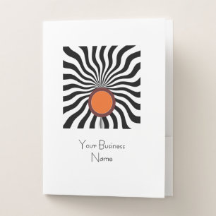 Orange Geo Black White Wavy Pocket Folder