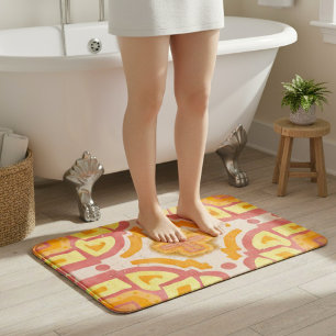 Orange Geometric Cross Style Bath Mat