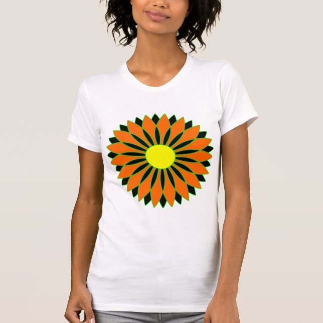 Orange Geometric flower Mandala - Customized T-Shirt (Front)