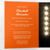 Orange Geometric Graduation Photo Tri-Fold Invitation (Inside First)