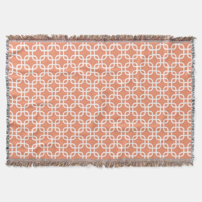 Orange Geometric Links Pattern Throw Blanket (Front)