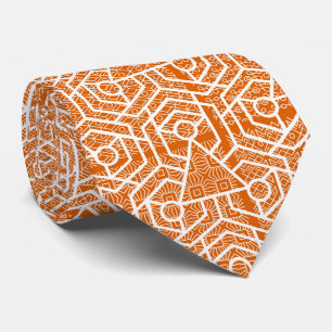 Orange Geometric Pattern Design Neck Tie