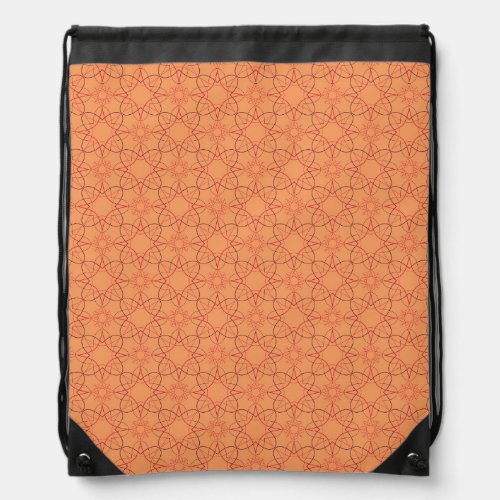 Orange Geometric Pattern Drawstring Bag