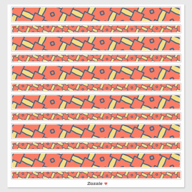 Orange Geometric Scrapbook Borders Sticker (Sheet)