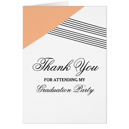 Orange Geometric Stripe Graduation Thank You Card (Front)