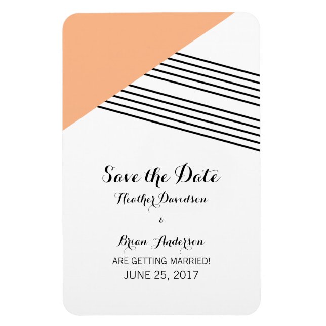 Orange Geometric Stripe Save the Date Magnet (Vertical)