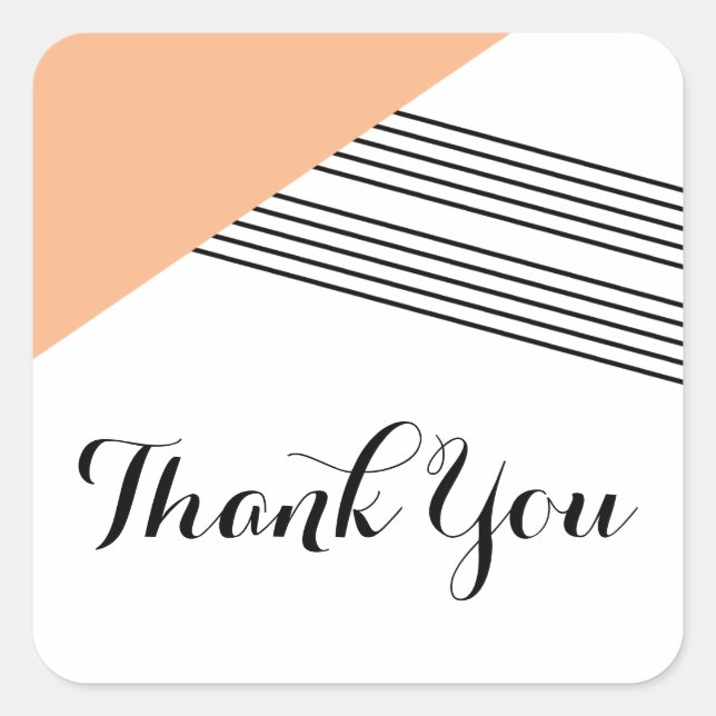 Orange Geometric Stripe Thank You Stickers (Front)