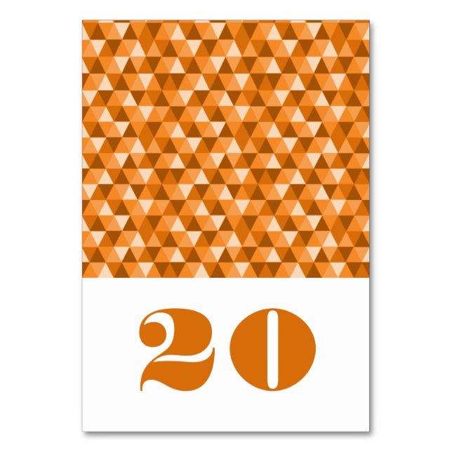 Orange Geometric Triangles Table Card (Front)