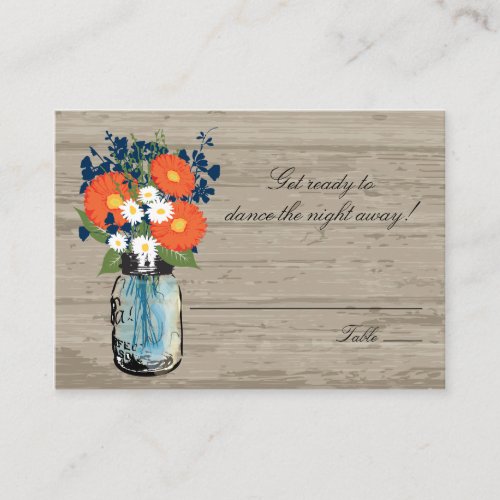 Orange Gerber Daisies Mason Jar  Seating Card