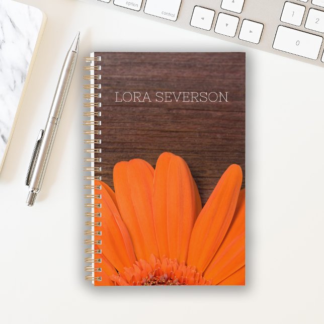 Orange Gerber Daisy and Rustic Barn Wood Planner (Creator Uploaded)