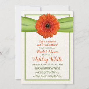 Orange Gerber Daisy Green Bridal Shower Invitation