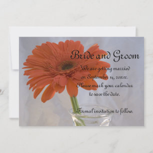 Orange Gerber Daisy in Vase Wedding Save the Date Invitation