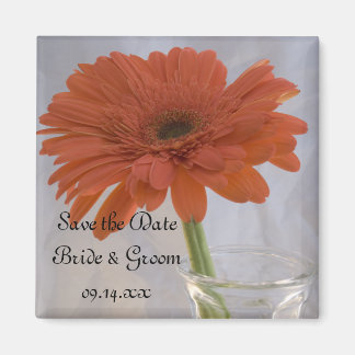 Orange Gerber Daisy in Vase Wedding Save the Date Magnet