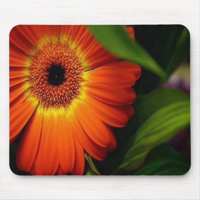 Orange Gerber Daisy Mouse Pad (Front)
