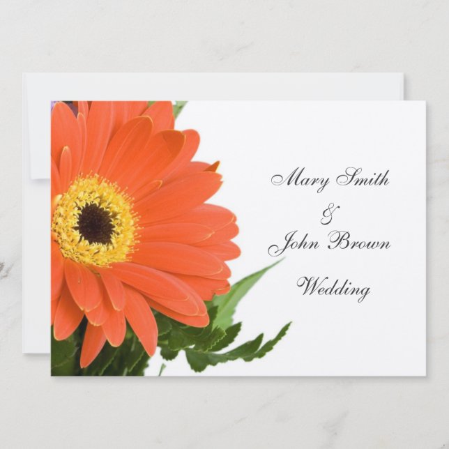 Orange Gerber Wedding Invitation (Front)